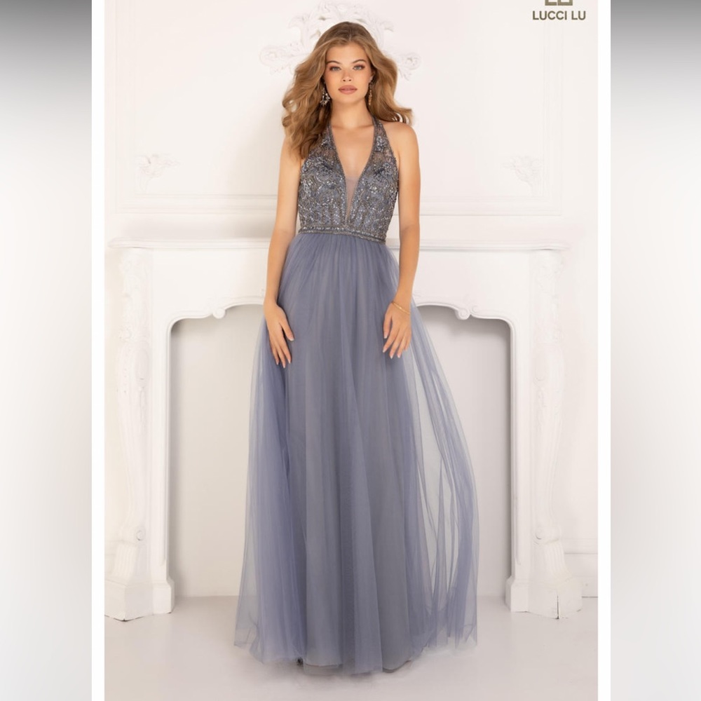 Lucci Lu Dusty Blue Prom Dress